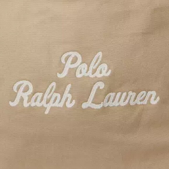 Polo Ralph Lauren Embroidered Tan Canvas Tote NWT 4.5" H x 18" L x 6.25" D - Picture 2 of 4